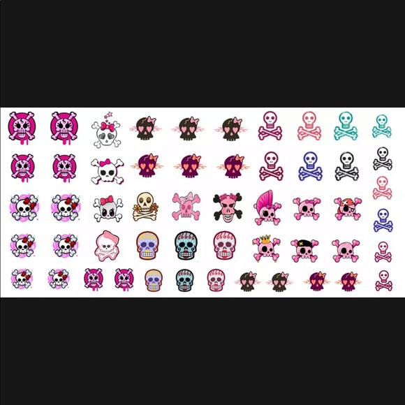 💌BO/GO$6 Cute Skulls Water Transfer Nail Decals - Picture 2 of 4
